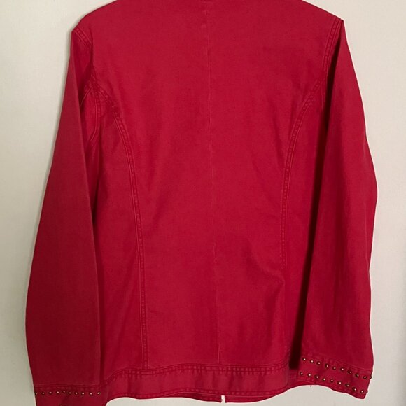 DG2 by Diane Gilman Red Women's Denim Jacket Size Large - Picture 5 of 6